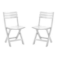 Set van 6x stuks witte kunststof klapstoelen voor binnen en buiten -