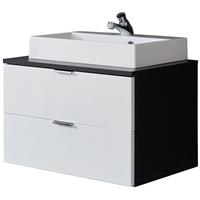 TRENDTEAM Waschbeckenunterschrank mit Waschbecken ConceptOne Hochglanz Weiß 60 x 48 x 45cm