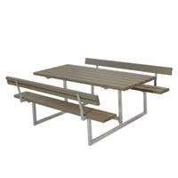 Trendyard Picknicktafel Hout en Staal Basic Grijs Bruin 2 Rugleuningen