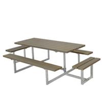 Trendyard Picknicktafel Hout en Staal Basic Grijs Bruin 4 Bankjes