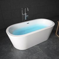 Tronitechnik Freistehende Badewanne Piperi 168 x 80 x 60 – Wanne aus Acryl mit Siphon / Ablaufgarnitur in weiß Luxus Badewanne im Nostalgielook