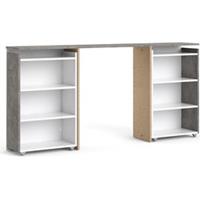 Hioshop Nada Hoofdbord met opbergruimte 160 cm, betondecor/wit hoogglans.