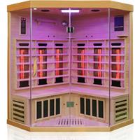 Dewello Infrarotkabine Infrarotsauna BRANDON, inkl. Vollspektrumstrahler für 2-3 Personen - LED-Farblicht - Wärmekabine mit Radio, Bluetooth 140 cm x 140