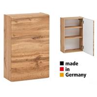 LOMADOX Hängeschrank Badezimmer 40 cm breit VIDAGO-03 in Wotan Eiche Nb. mit Push-to-Open Funktion, B/H/T: ca. 40/64/20 cm braun