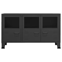 vidaXL Dressoir 105x35x62 cm metaal en glas zwart