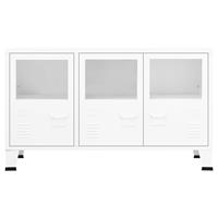 vidaXL Dressoir 105x35x62 cm metaal en glas wit
