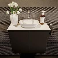 Mondiaz Fowy toiletmeubel 60x50x23cm urban mat 0 kraangaten wasbak: midden 2 deuren solid surface met blad MDF kleur wasbak: wit FOWY59010urbantalc