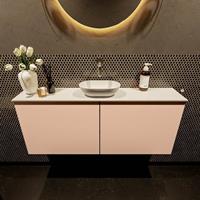 Mondiaz Fowy toiletmeubel 120x50x23cm rosee mat 0 kraangaten wasbak: midden 2 deuren solid surface met blad MDF kleur wasbak: wit FOWY59028roseetalc