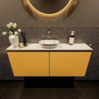 Mondiaz Fowy toiletmeubel 120x50x23cm ocher mat 0 kraangaten wasbak: midden 2 deuren solid surface met blad MDF kleur wasbak: wit FOWY59028ochertalc
