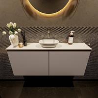 Mondiaz Fowy toiletmeubel 120x50x23cm smoke mat 0 kraangaten wasbak: midden 2 deuren solid surface met blad MDF kleur wasbak: wit FOWY59028smoketalc