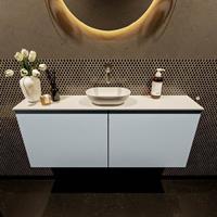 Mondiaz Fowy toiletmeubel 120x50x23cm clay mat 0 kraangaten wasbak: midden 2 deuren solid surface met blad MDF kleur wasbak: wit FOWY59028claytalc