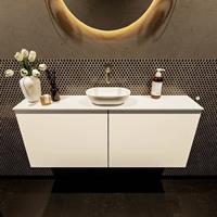 Mondiaz Fowy toiletmeubel 120x50x23cm talc mat 0 kraangaten wasbak: midden 2 deuren solid surface met blad MDF kleur wasbak: wit FOWY59028talctalc