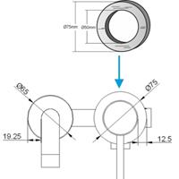 Wiesbaden rozet 75mm tbv kraangedeelte 29.2111 mat-zwart 29.6014