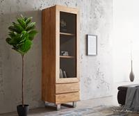 DELIFE Highboard  Live-Edge 60x190 cm Akazie Natur Baumkante 1 Tür 2 Schubladen Massiv