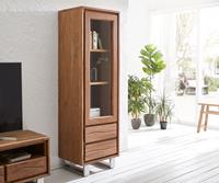 DELIFE Highboard  Live-Edge 60x190 cm Akazie Natur gerade Kante 1 Tür 2 Schubladen Massiv