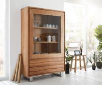 DELIFE Highboard  Live-Edge 120x190 cm Akazie Natur gerade Kante 2 Türen 4 Schubladen Massiv