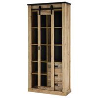 LOMADOX Vitrine SHELTON-61 in Old Style hell Nb. mit anthrazit, B/H/T: ca. 93/201/38 cm braun