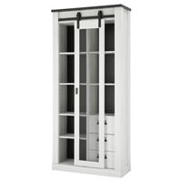LOMADOX Vitrinenschrank SHELTON-61 in Pinie weiß Nb. mit anthrazit, B/H/T: ca. 93/201/38 cm
