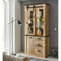 LOMADOX Vitrine inkl. Beleuchtung SHELTON-61 in Old Style hell Nb. mit anthrazit, B/H/T: ca. 93/201/38 cm braun