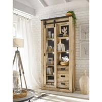 LOMADOX Vitrinen Schrank inkl. Beleuchtung SHELTON-61 in Old Style hell Nb. mit anthrazit, B/H/T: ca. 93/201/38 cm braun