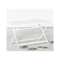 Outsunny Gartentisch Metall Glas 110 cm x 70 cm x 70 cm - weiß