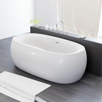 Tronitechnik Freistehende Badewanne Dokos 180cm x 100cm x 60cm Wanne aus Acryl mit Siphon / Ablaufgarnitur in weiß Luxus Badewanne im Nostalgielook