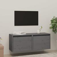 Wandkasten 2 st 45x30x35 cm massief grenenhout grijs