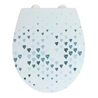 WENKO WC-Sitz Cuore mit Relief-Oberfläche, Antibakterieller Toiletten-Sitz aus Duroplast mit Absenkautomatik, rostfreie Fix-Clip Hygiene Edelstahlbefestigung mehrfarbig