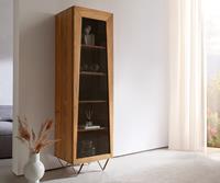 DELIFE Highboard Kayu 55x180 cm Akazie Natur Vitrine 1 Tür V-Fuß