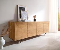 DELIFE Sideboard Kayu 200x40x70 cm Akazie Natur 4 Türen V-Fuß