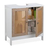 RELAXDAYS Waschbeckenunterschrank mit Rattan-Türen weiß-kombi