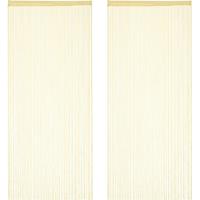 RELAXDAYS 2 x Fadenvorhang, 90x245 cm, mit Tunneldurchzug, Türvorhang kürzbar, für Türen & Fenster, Fadengardine, waschbar, beige