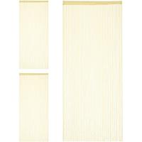 RELAXDAYS 3 x Fadenvorhang, 90x245 cm, mit Tunneldurchzug, Türvorhang kürzbar, für Türen & Fenster, Fadengardine, waschbar, beige