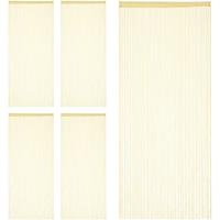 RELAXDAYS 5 x Fadenvorhang, 90x245 cm, mit Tunneldurchzug, Türvorhang kürzbar, für Türen & Fenster, Fadengardine, waschbar, beige