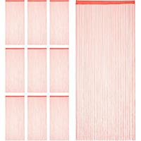 RELAXDAYS 10 x Fadenvorhang, 90x245 cm, Tunneldurchzug, kürzbar, Fadenstore für Türen & Fenster, Fadengardine, waschbar, rot