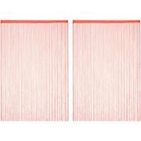 RELAXDAYS 2 x Fadenvorhang, 145x245 cm, Tunneldurchzug, kürzbar, Fadenstore für Türen & Fenster, Fadengardine, waschbar, rot