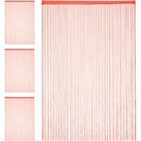 RELAXDAYS 4 x Fadenvorhang, 145x245 cm, Tunneldurchzug, kürzbar, Fadenstore für Türen & Fenster, Fadengardine, waschbar, rot