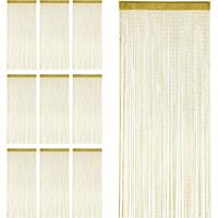 RELAXDAYS 10 x Fadenvorhang Glitzer, 90 x 245 cm, kürzbar, Tunneldurchzug, für Türen & Fenster, waschbar, Fadengardine, gold