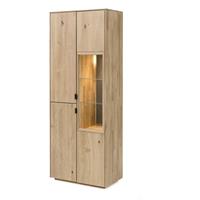 58 AUFM KESSEL Vitrinenschrank Massivholz Idalia 75x203x42 Vitrine Wildeiche Bianco geölt/Granit 20034