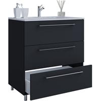 EBUY24 Schubo Unterschrank mit Waschbecken 80 cm, 3 Schubladen Schwarz. - Schwarz