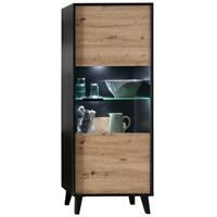 58 AUFM KESSEL Stauraumelement Jaida 65x171x39 Stauraumschrank Schwarz/Artisan 10098