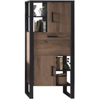 58 AUFM KESSEL Stauraumelement Jami 75x163x39 Stauraumschrank Schwarz-Okapi Nuss/Okapi Nuss 10136