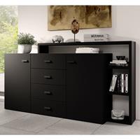 LOMADOX Sideboard mit Regal BEXLEY-83 in schwarz matt, B/H/T: ca. 180/98/37 cm