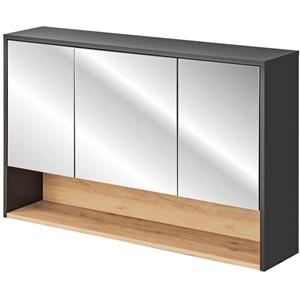 LOMADOX Badezimmer Spiegelschrank 120 cm BOLOGNA-56 in anthrazit mit Artisan Eiche Nb., B/H/T: ca. 120/75/25 cm