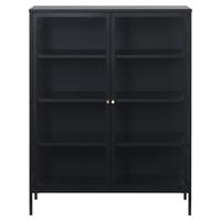 ebuy24 Vitrine Carmel Vitrinenschrank niedrig mit 2 Glastüren Stahl schwarz.