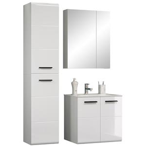 Hioshop Riva badkamer B met spiegelkast wit, wit hoogglans.