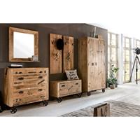 SIT MÖBEL RUSTIC Dielen-Set 1 großer Schuhschrank, 1 kleiner Schuhschrank, 2 Garderobenpaneele, 1 Spiegel, 1 Schrank