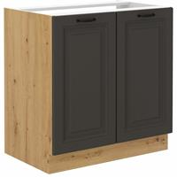 KÜCHEN PREISBOMBE Spülenschrank 80 cm Stilo Grau + Eiche Artisan Küchenzeile Küchenblock Küche