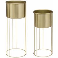 Atmosphera Plantenpotten - 2x - Met Standaard - Goud - H41 En H58 Cm