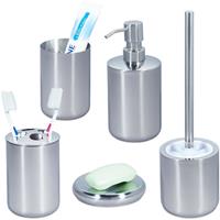 RELAXDAYS Badezimmer Set, 5-teilig, Badaccessoires Edelstahl poliert, komplette Badezimmerausstattung, modern, silber - 